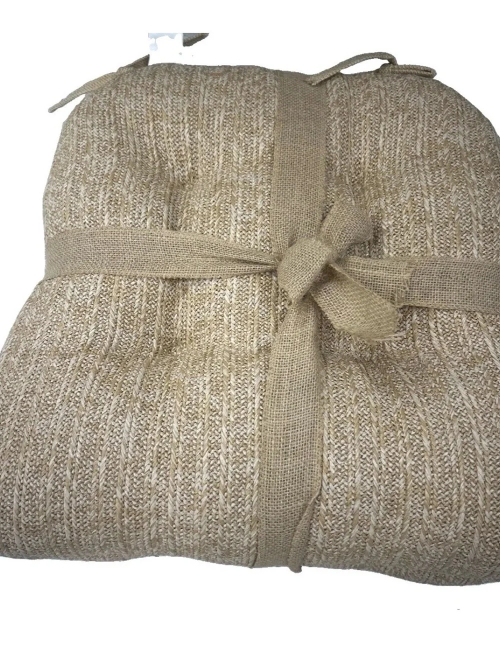NEW x2 Tommy Bahama Seat Cushion Set Tan Woven Faux Straw Raffia Indoor Outdoor